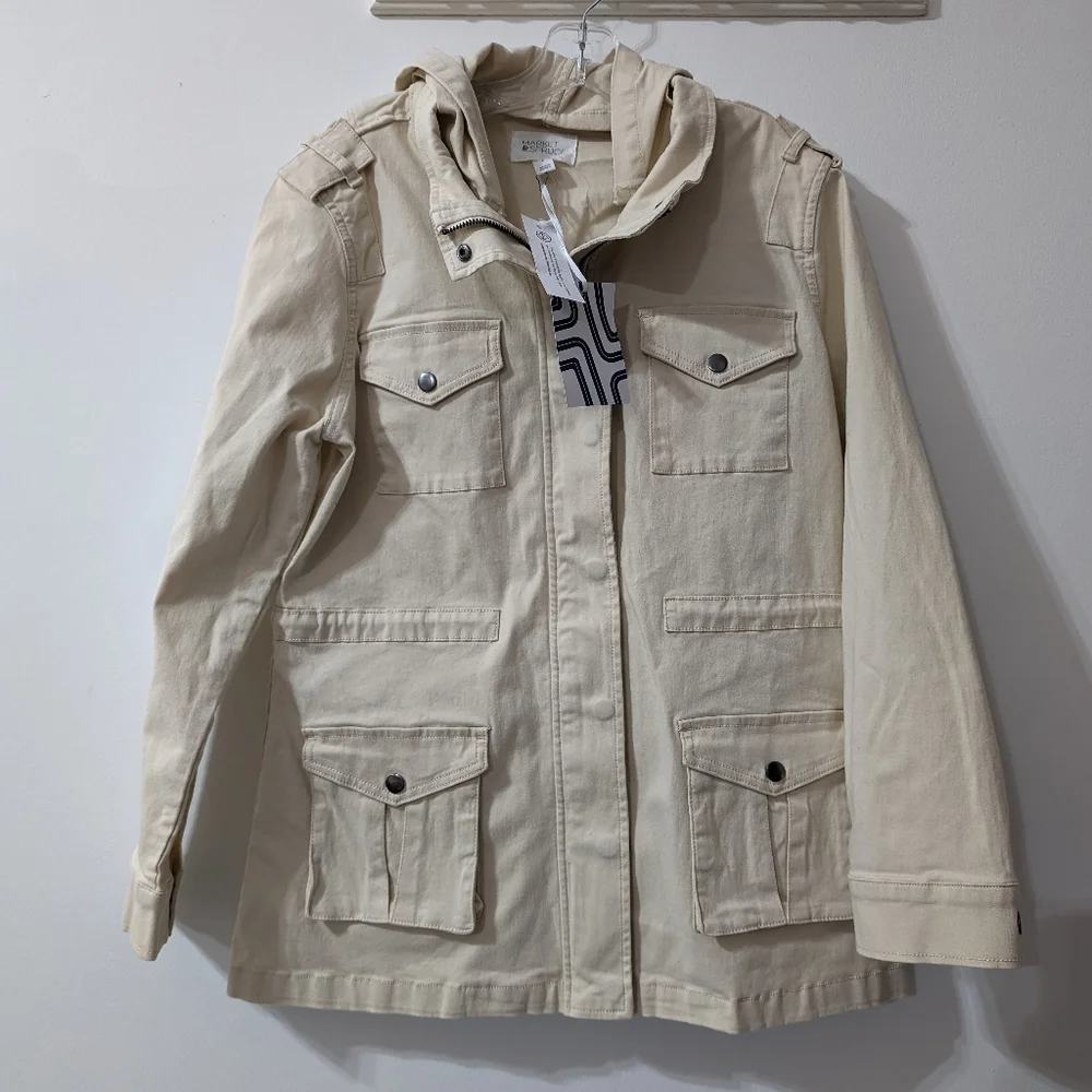 Market & Spruce Hooded Jacket Zip Front Size M NWT Kathleen - Picture 8 of 8